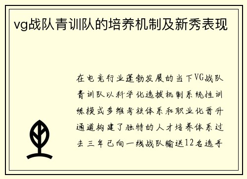 vg战队青训队的培养机制及新秀表现